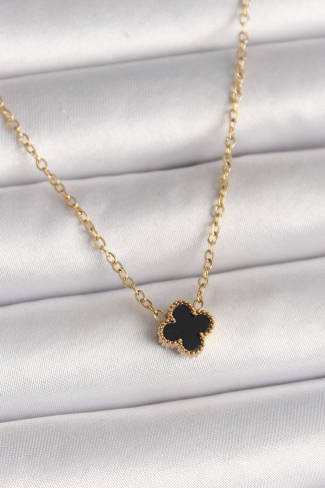 EBJ 316L Steel Gold Color Black Clover Model Women's Necklace - Torrevieja