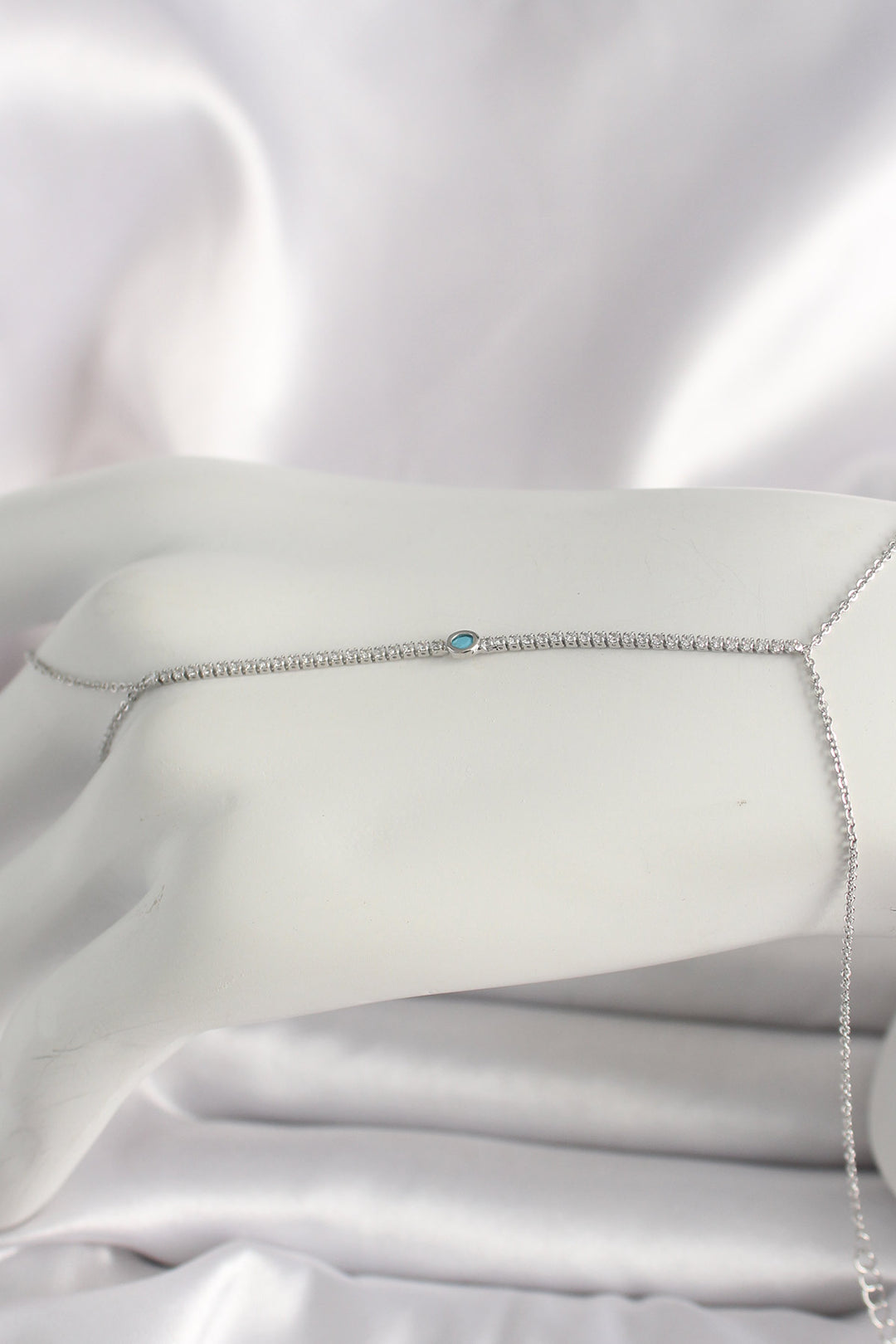 EBJ Rice Silver Color Waterway with Zircon Stone Blue Stone Detailed Women's Şahmeran - Covilhã