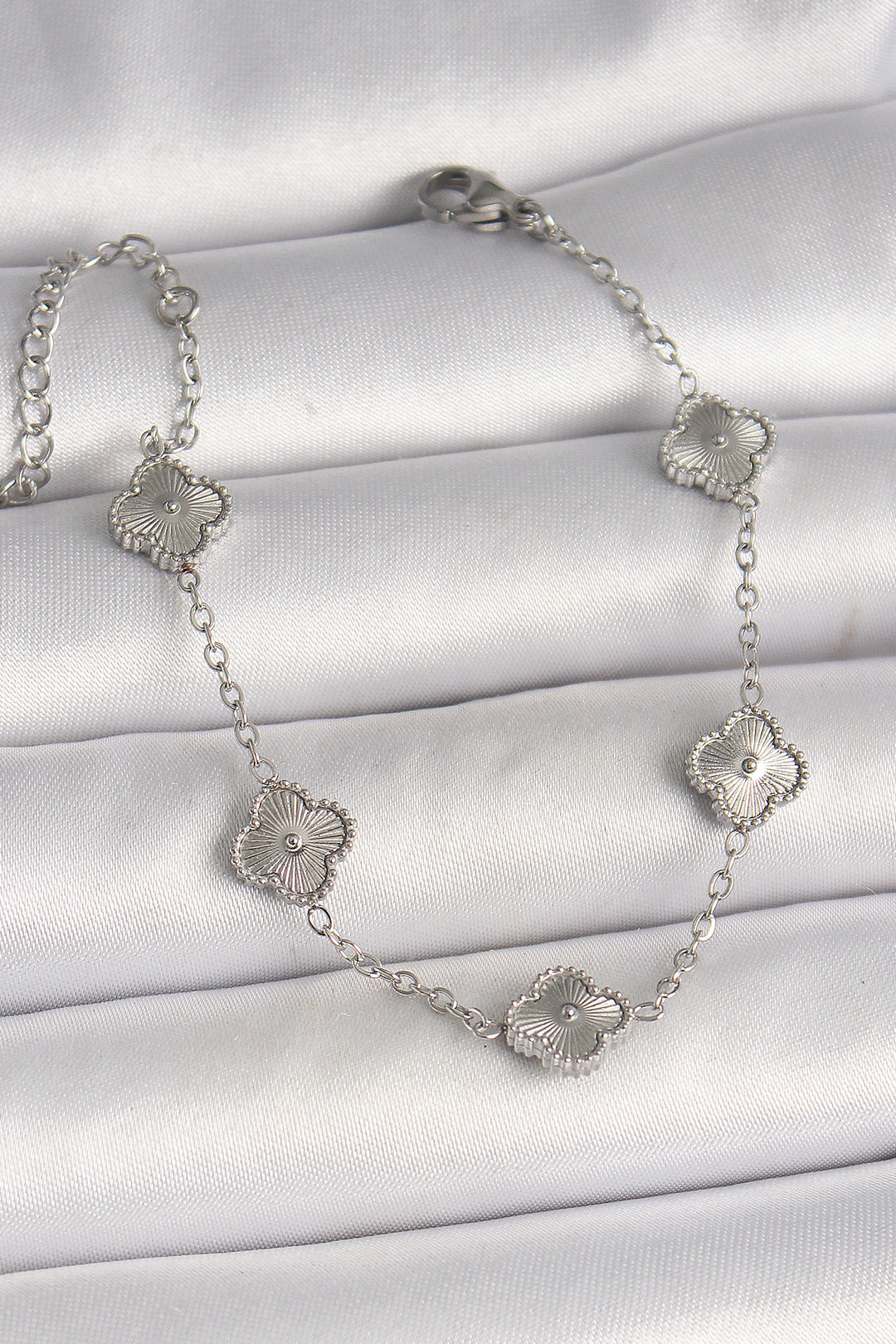 EBJ 316L Stainless Steel Silver Color Embroidered Baby Boy Clover Model Women's Bracelet - Greven