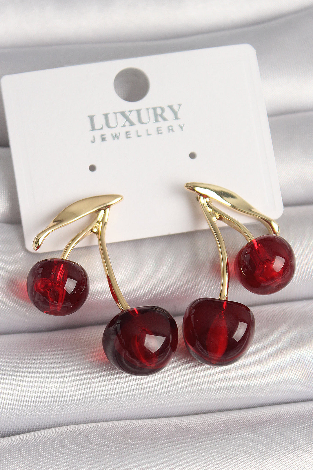 EBJ Gold Color Rice Red Cherry Model Women's Earrings - Torres Vedras