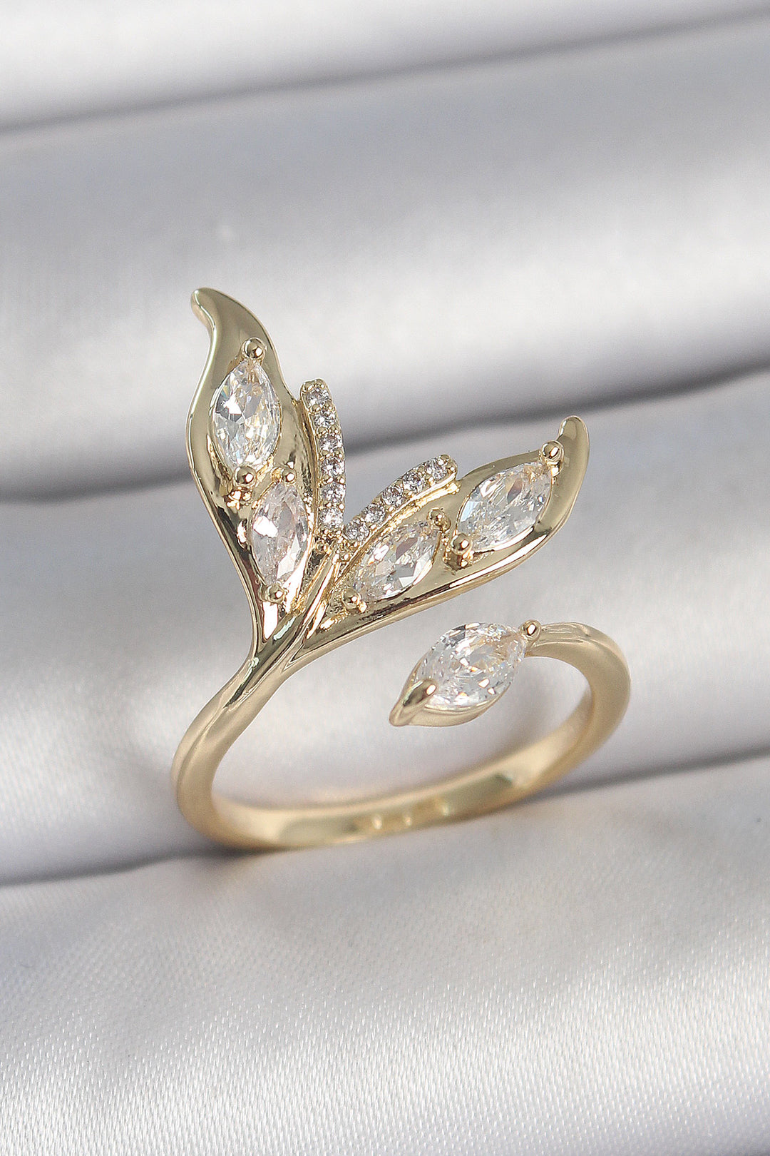 EBJ Adjustable Model Women's Ring with Fish Tail Design with Gold Color Zircon Stone - Lakewood Ranch