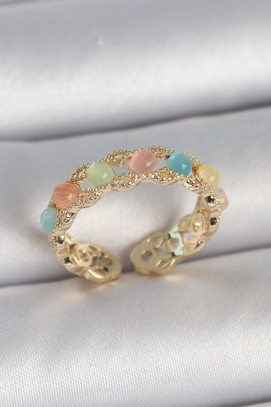 EBJ Rice Gold Colorful Enamel Adjustable Model Women's Ring - Yuba City