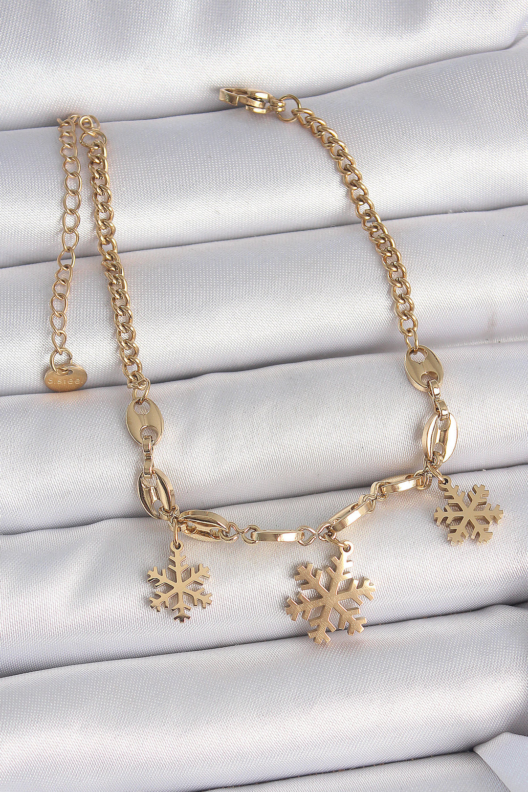 EBJ 316L Steel Gold Color Dangle Snowflake Model Women's Bracelet - Den Helder