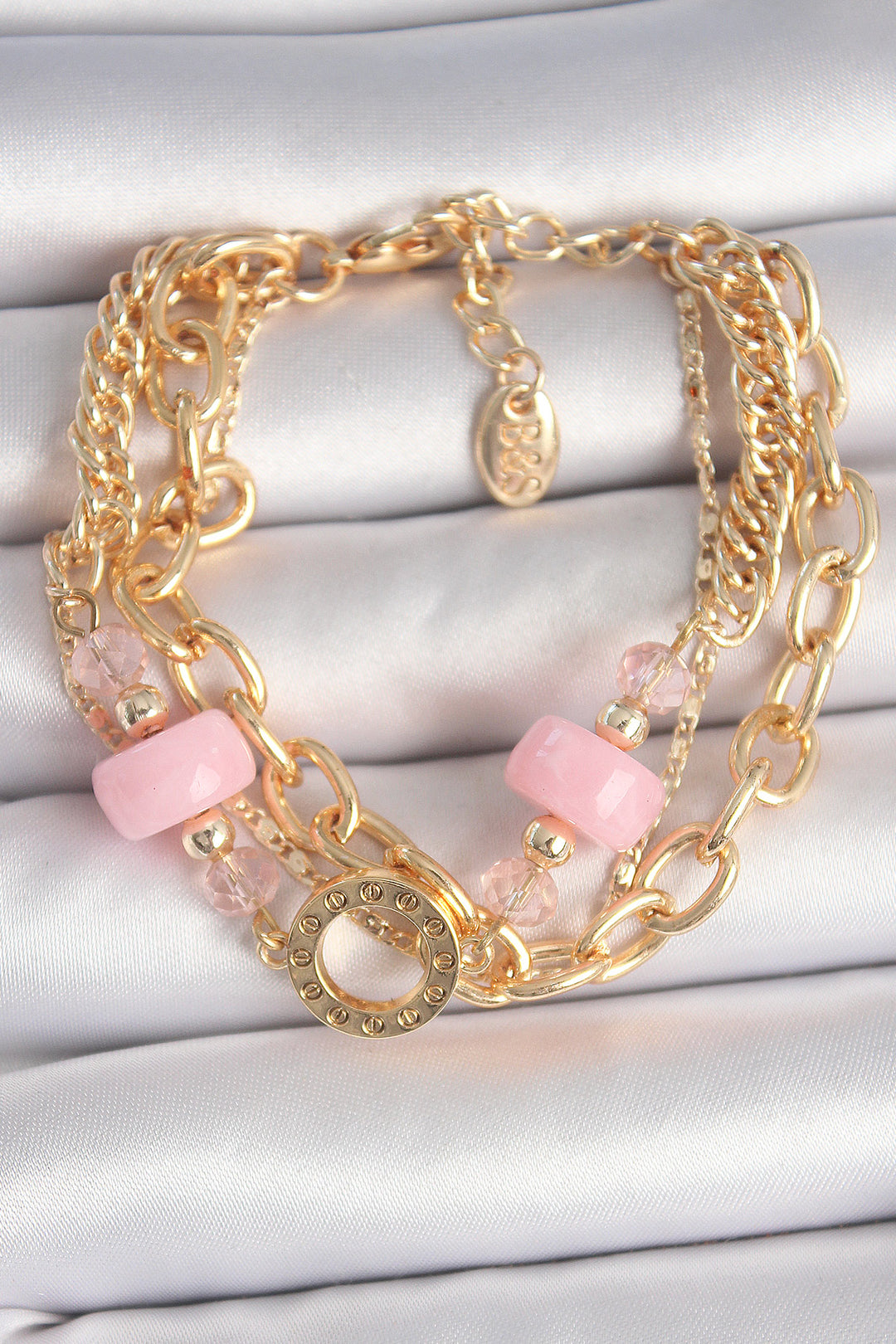 EBJ Rice Gold Color Multi Pink Stone Women's Bracelet - Morden