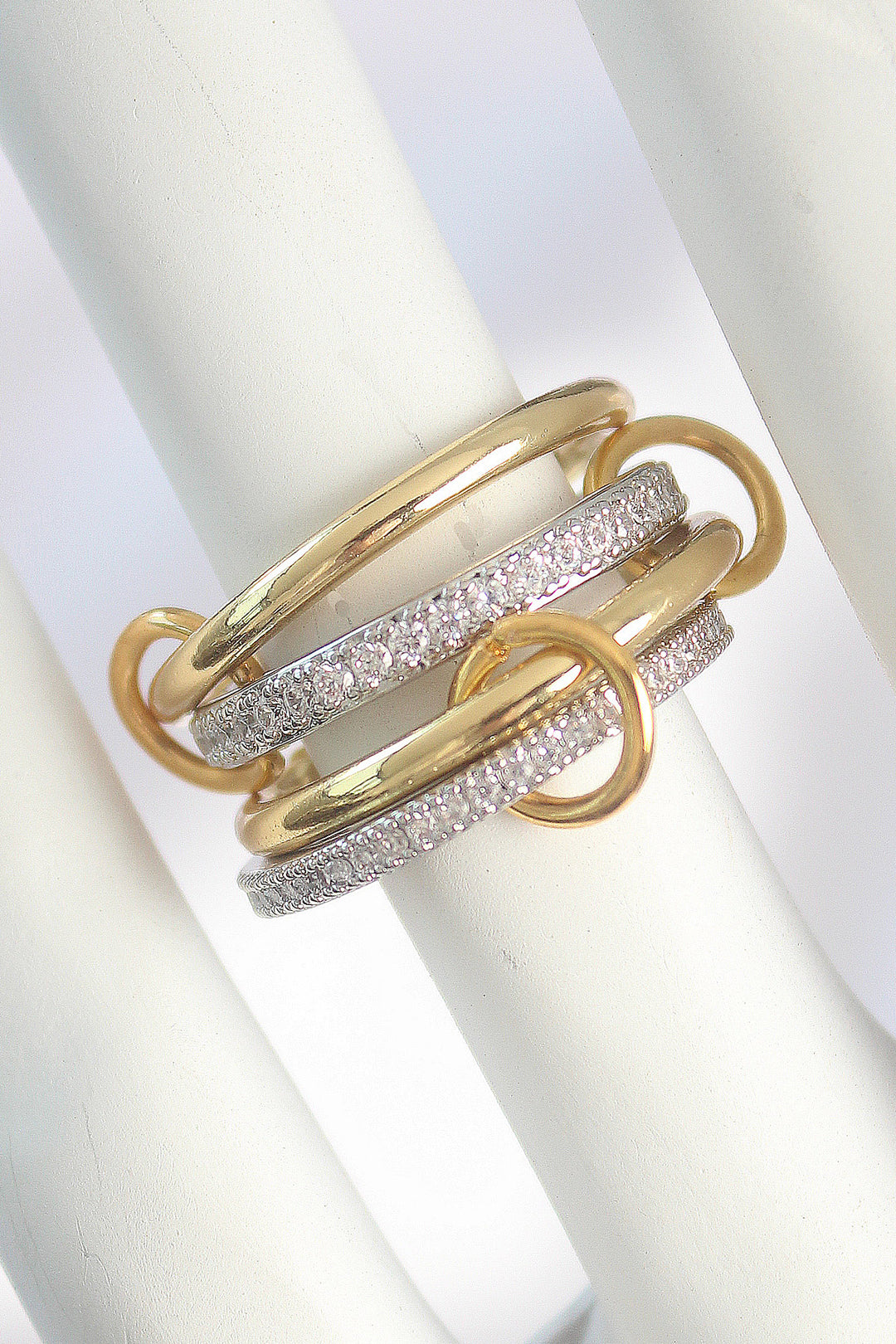 EBJ Gold Color Zircon Stone Detailed Women's Ring with Rice Pattern - Rosenheim