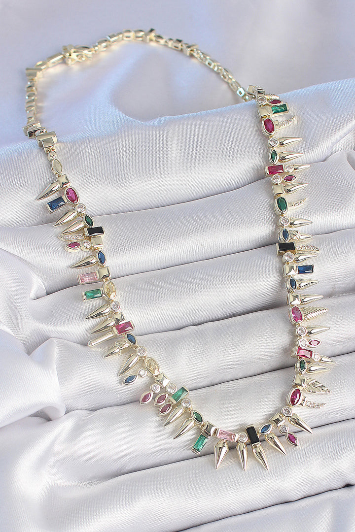 EBJ Rice Gold Color Zircon Stone Spiked Model VIP Series Women's Necklace - Le Blanc-Mesnil