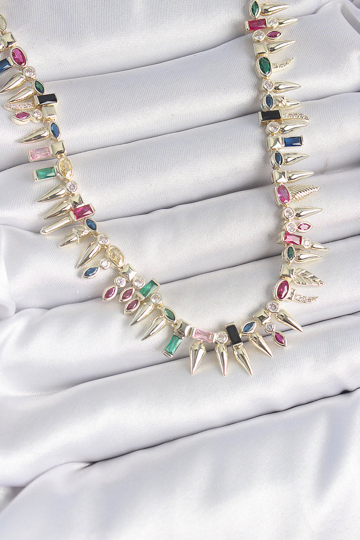 EBJ Rice Gold Color Zircon Stone Spiked Model VIP Series Women's Necklace - Le Blanc-Mesnil