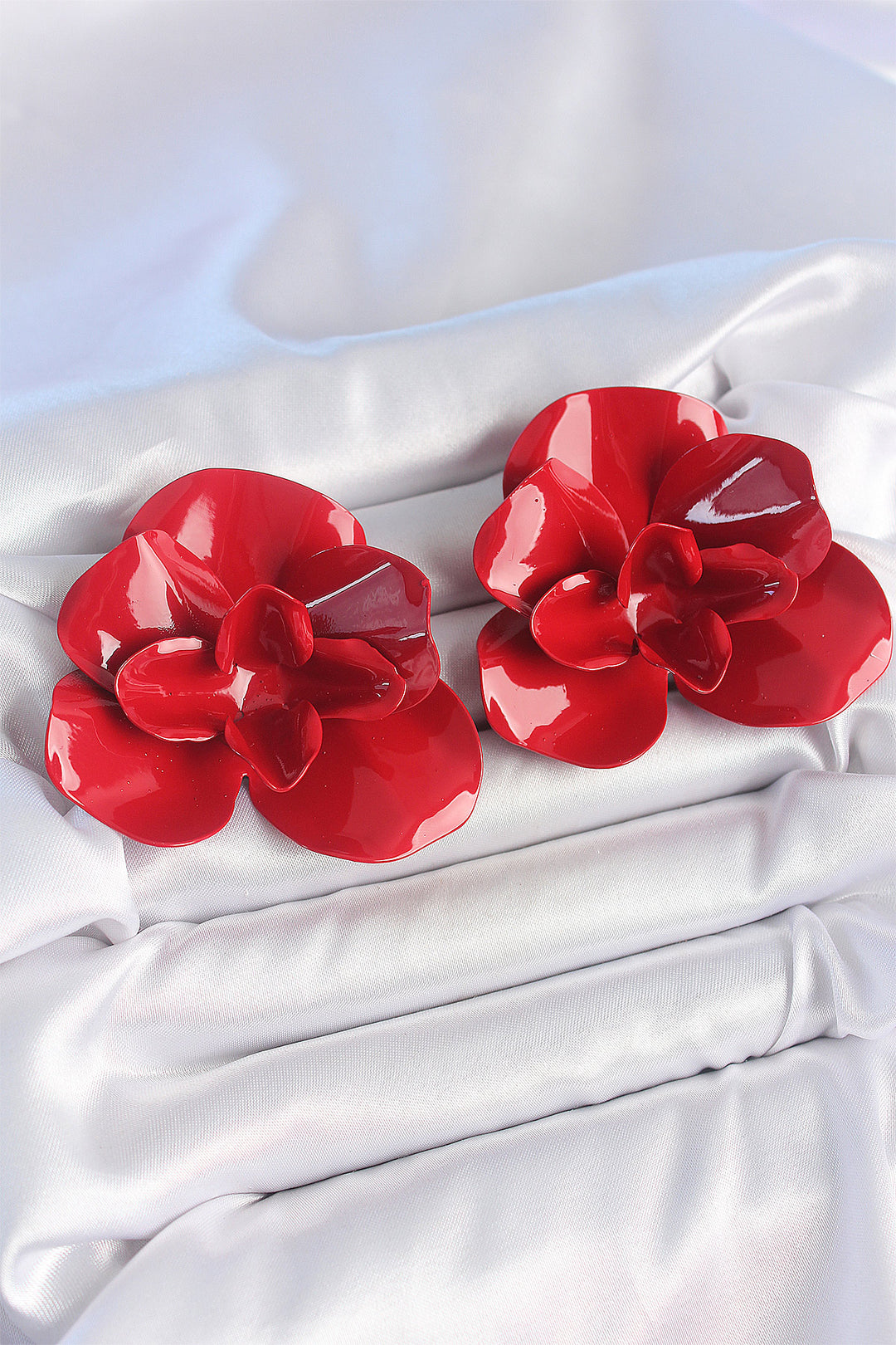 EBJ Rice Red Color Rose Pattern Women's Earrings - Dormagen
