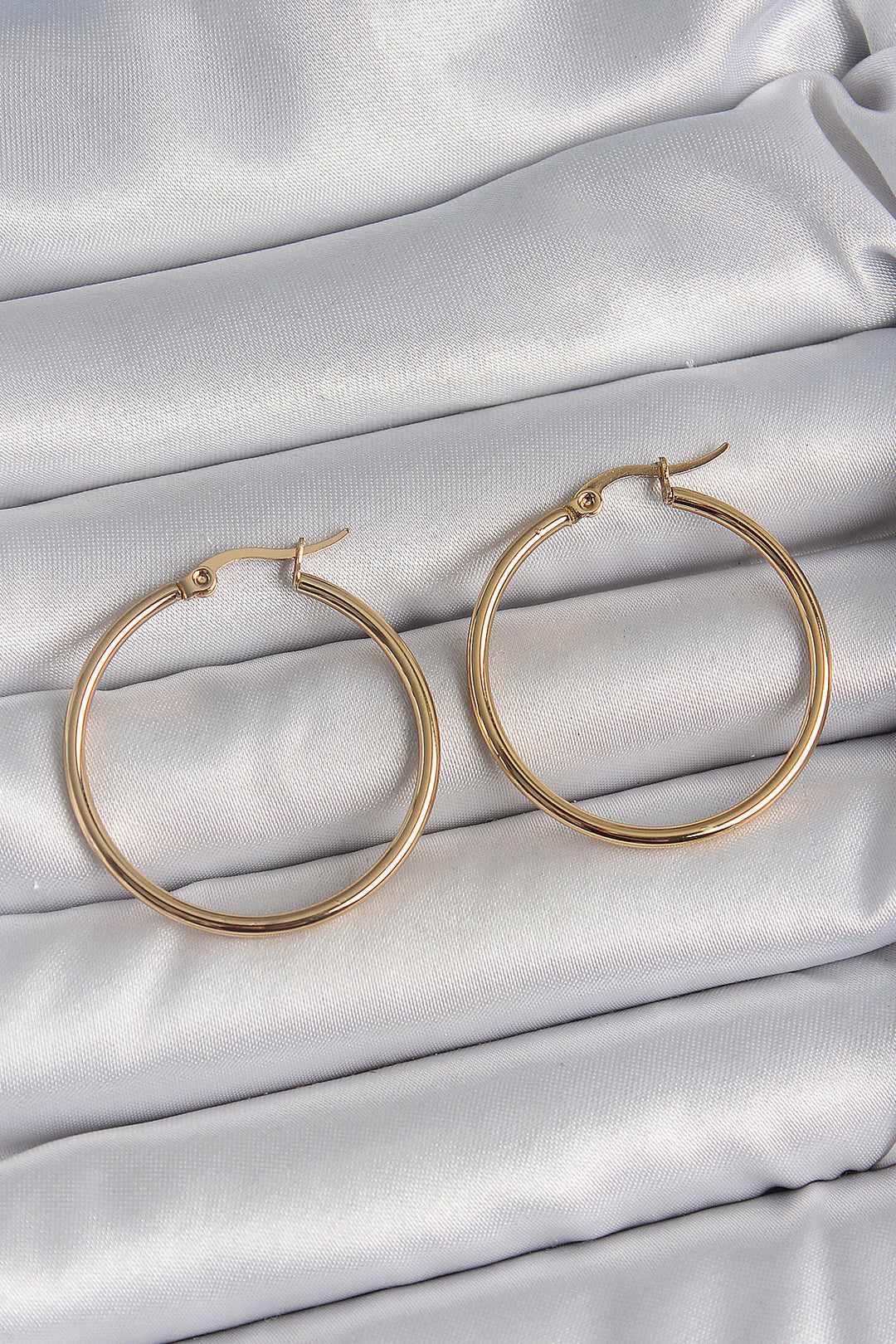 EBJ 316 Steel Gold Color 33 mm Women's Hoop Model Women's Earring - Dunstable