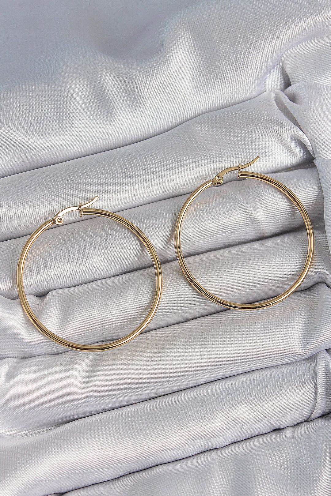 EBJ 316 Steel Gold Color 43 mm Ring Model Women's Earring - Clermont