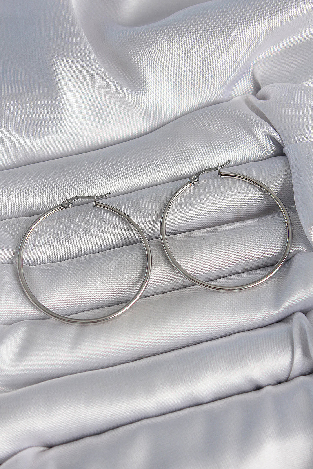 EBJ 316 Stainless Steel Silver Color 43 mm Ring Model Women's Earring - Albi