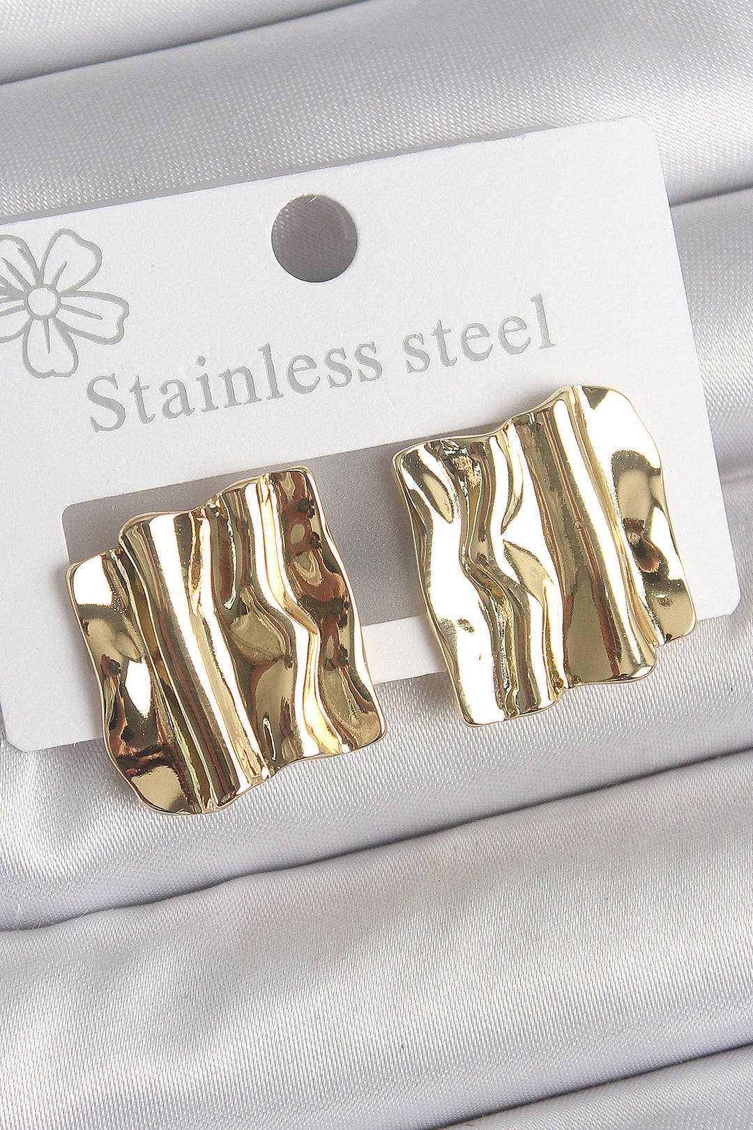 EBJ 316 Steel Gold Color Wavy Plate Model Women's Earring - Dunwoody