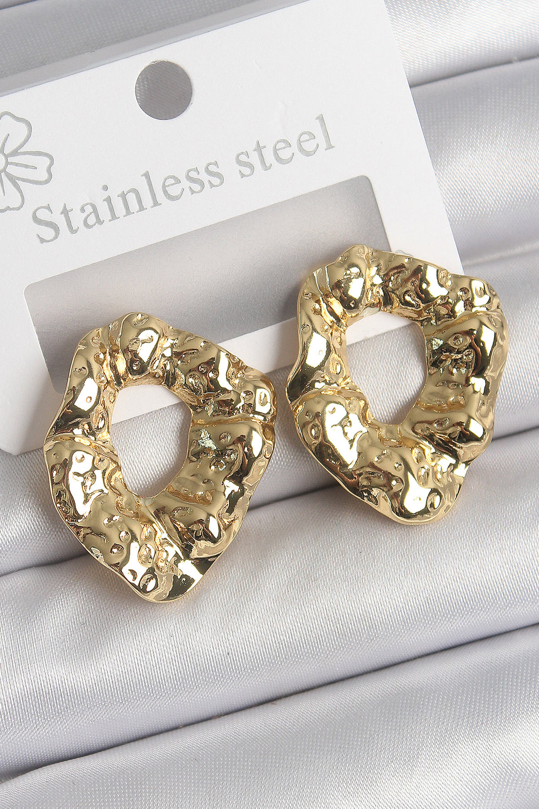 EBJ 316 Steel Gold Color Embroidered Ring Model Women's Earring - Rheden