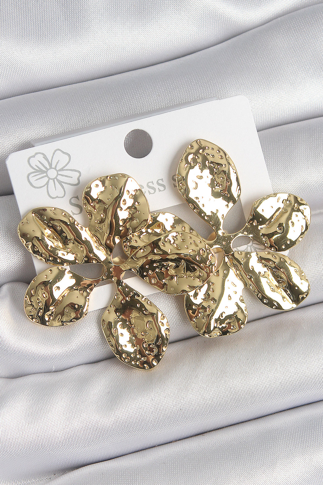 EBJ 316 Steel Gold Color Embroidered Leaf Pattern Women's Earring - Santa Fe