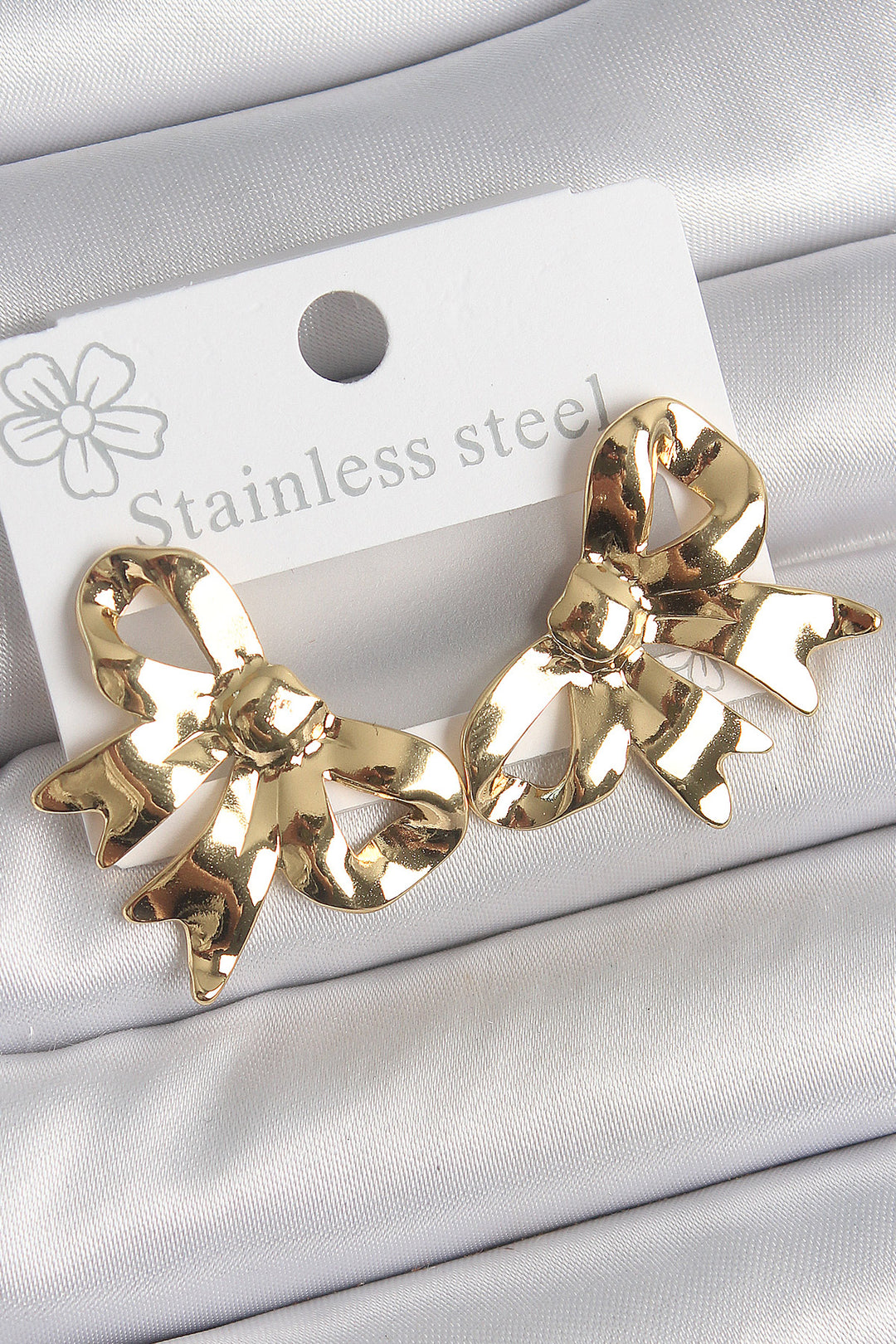 EBJ 316 Steel Gold Color Ribbon Plate Model Women's Earring - Mount Laurel