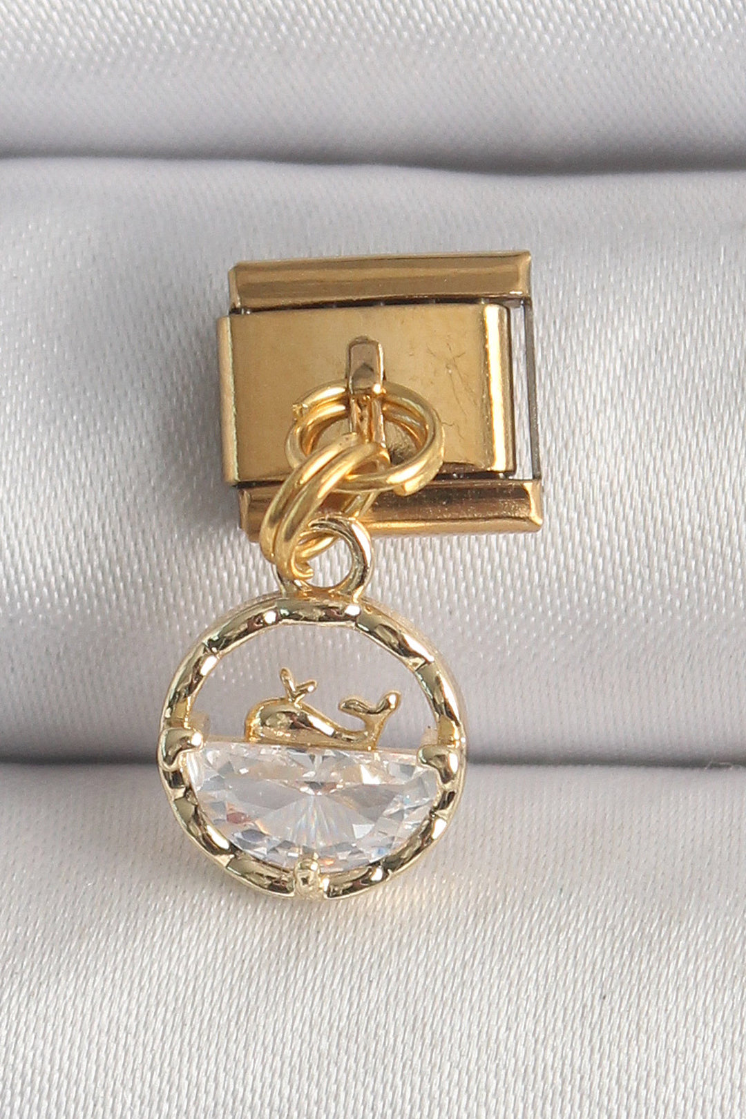 EBJ 316L Steel Gold Color Dangle Zircon Stone Whale Model Nomination Charm - Sutton Coldfield