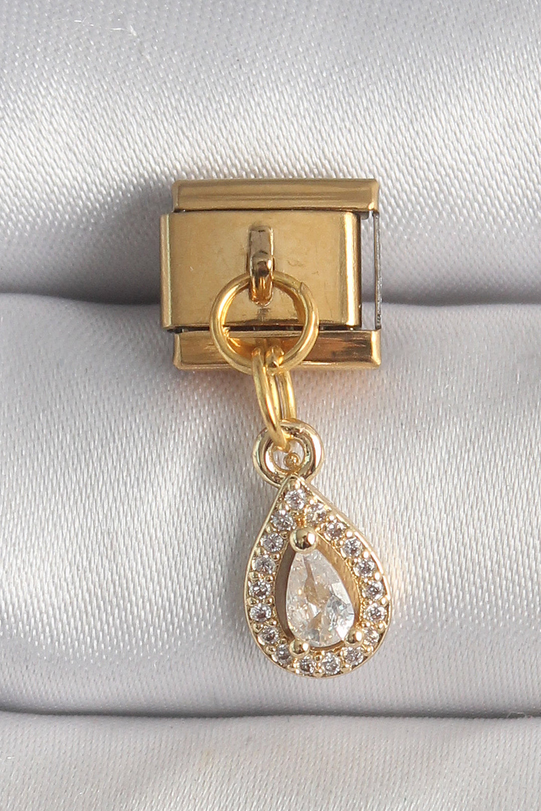 EBJ 316L Steel Gold Color Dangling Drop Charm with Zircon Stone by Nomination - Nueva Rosita