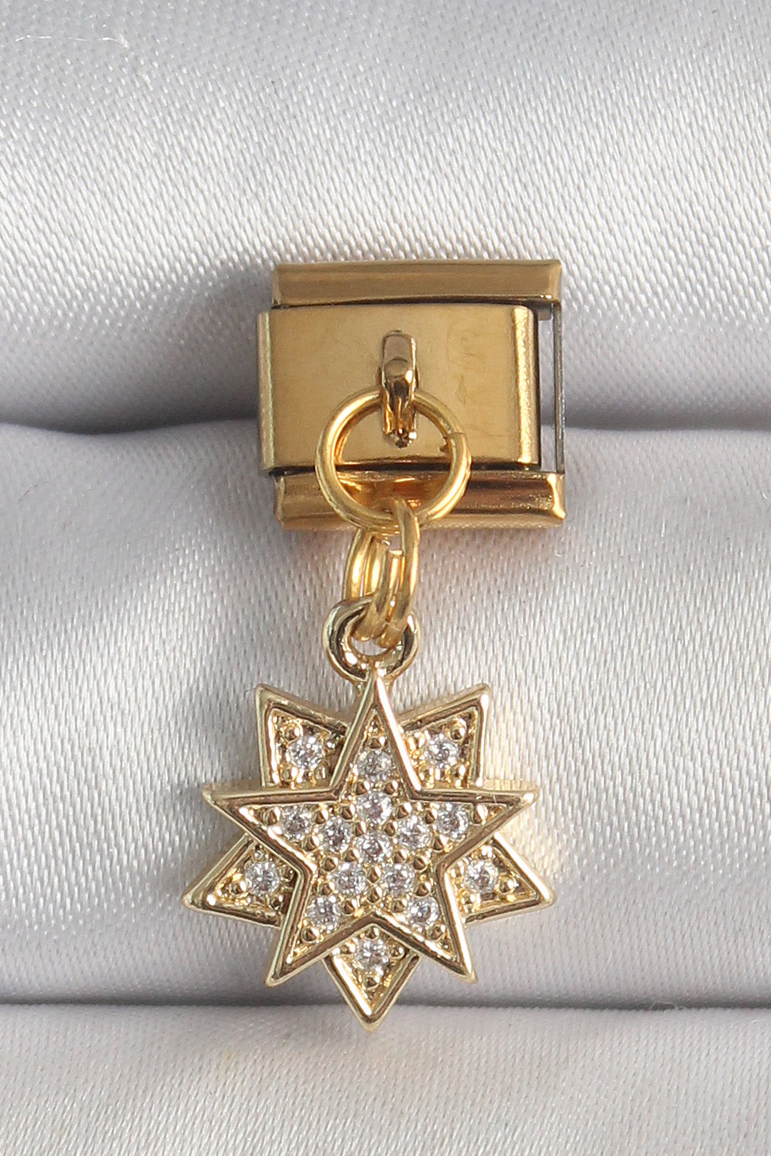 EBJ 316L Steel Gold Color Dangling Star Model Nomination Charm with Zircon Stone - Ede