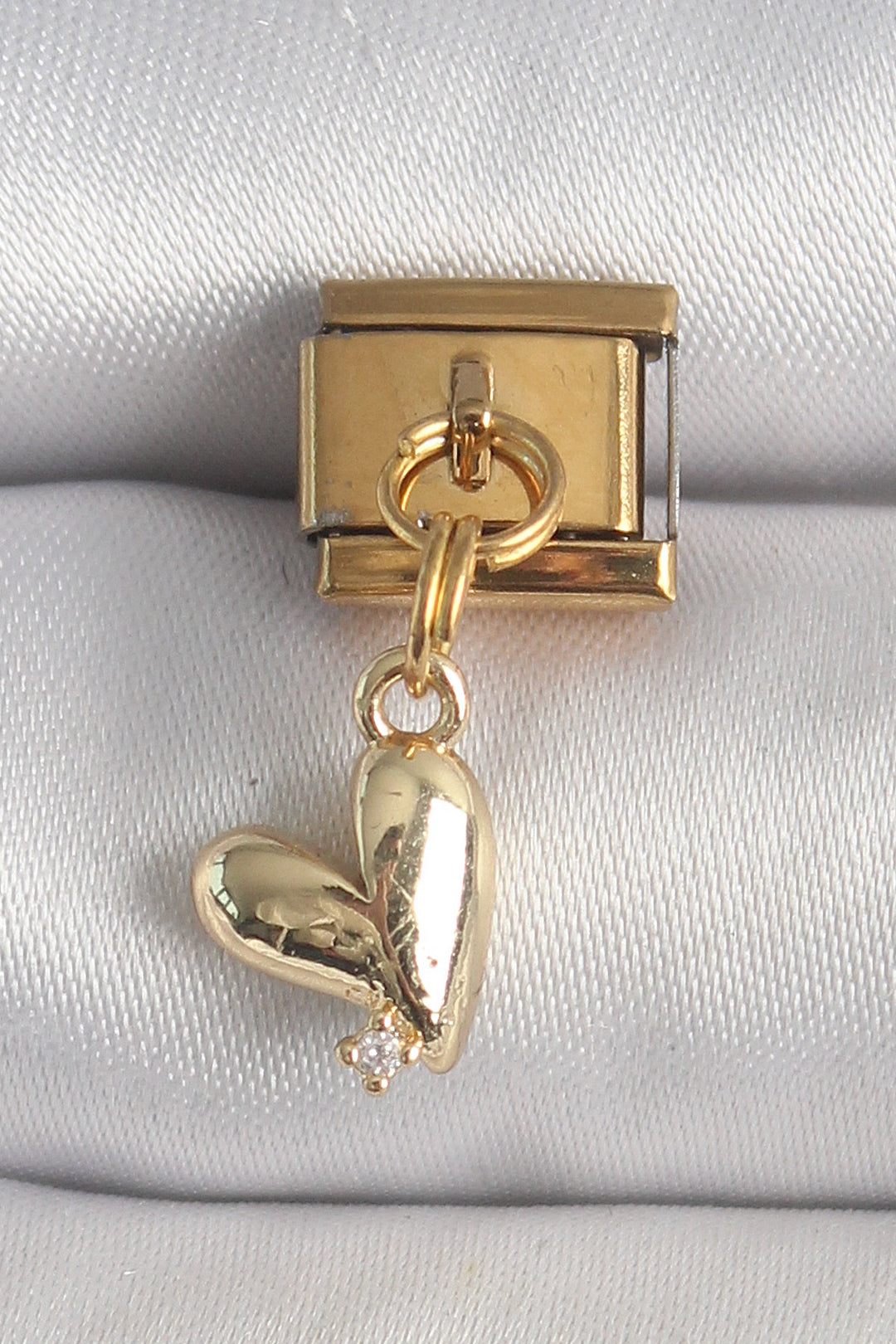 EBJ 316L Steel Gold Color Swinging Heart Model Zircon Stone Detail Nomination Charm - Heerhugowaard