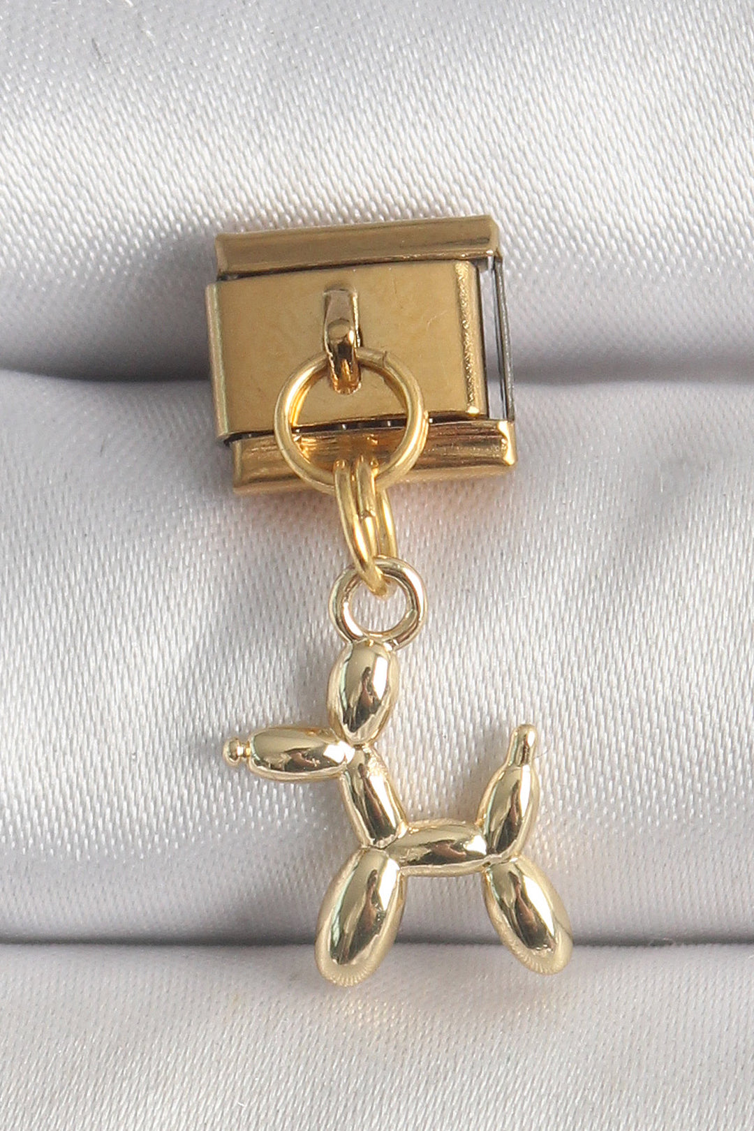 EBJ 316L Steel Gold Color Dangling Balan Dog Model Nomination Charm - Licata