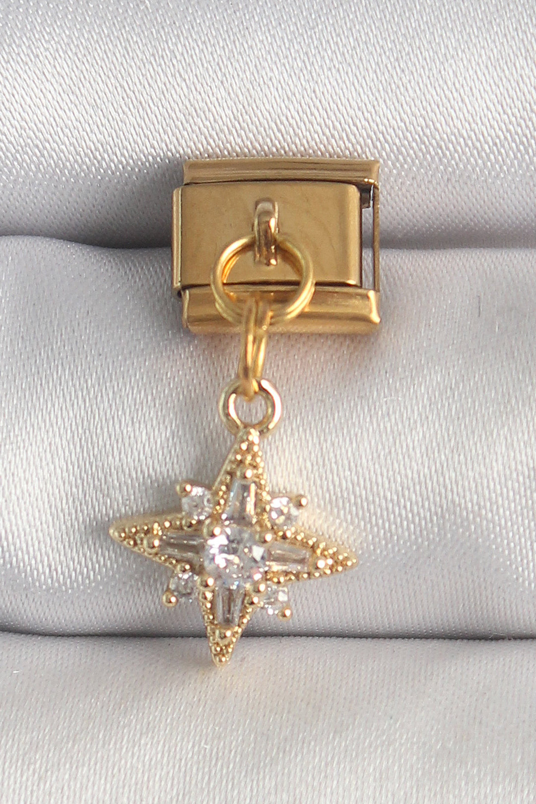 EBJ 316L Steel Gold Color Dangling Zircon Stone Pole Star Model Nomination Charm - Riverview