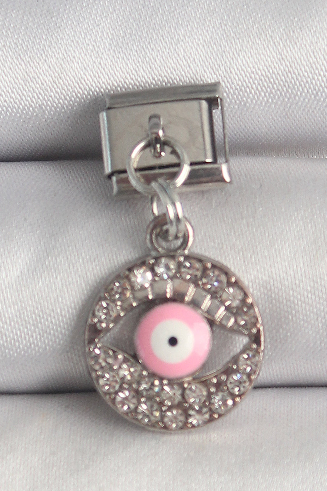 EBJ 316L Stainless Steel Silver Color Dangling Zircon Stone Pink Eye Model Nomination Charm - Arnhem