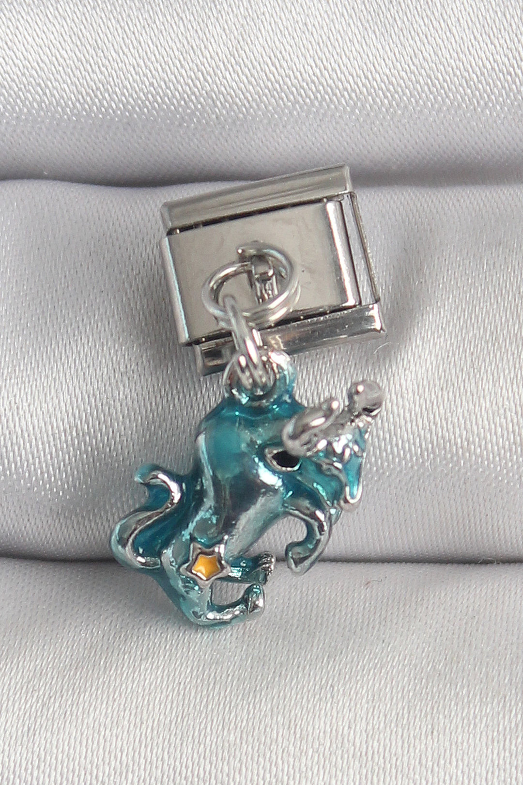 EBJ 316L Steel Silver Color Dangling Blue Bull Model Nomination Charm - Fiumicino