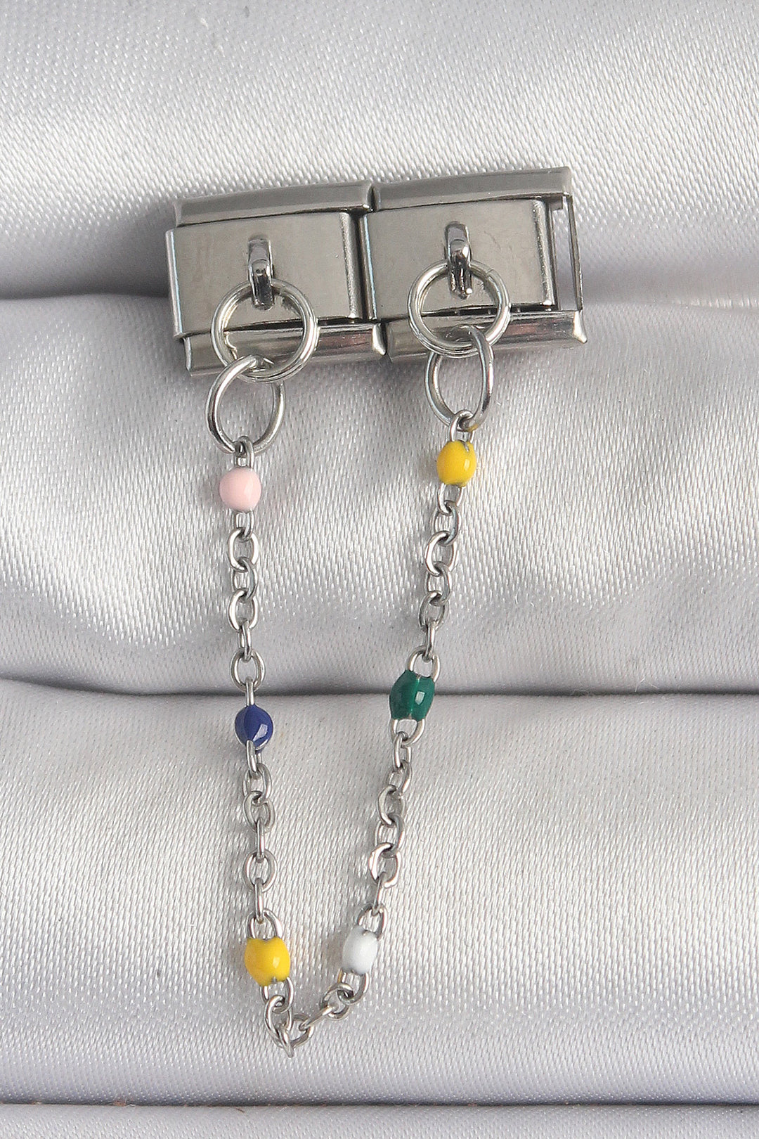 EBJ 316L Stainless Steel Silver Color 2-Piece Dangle Chain Model Nomination Charm - Clay