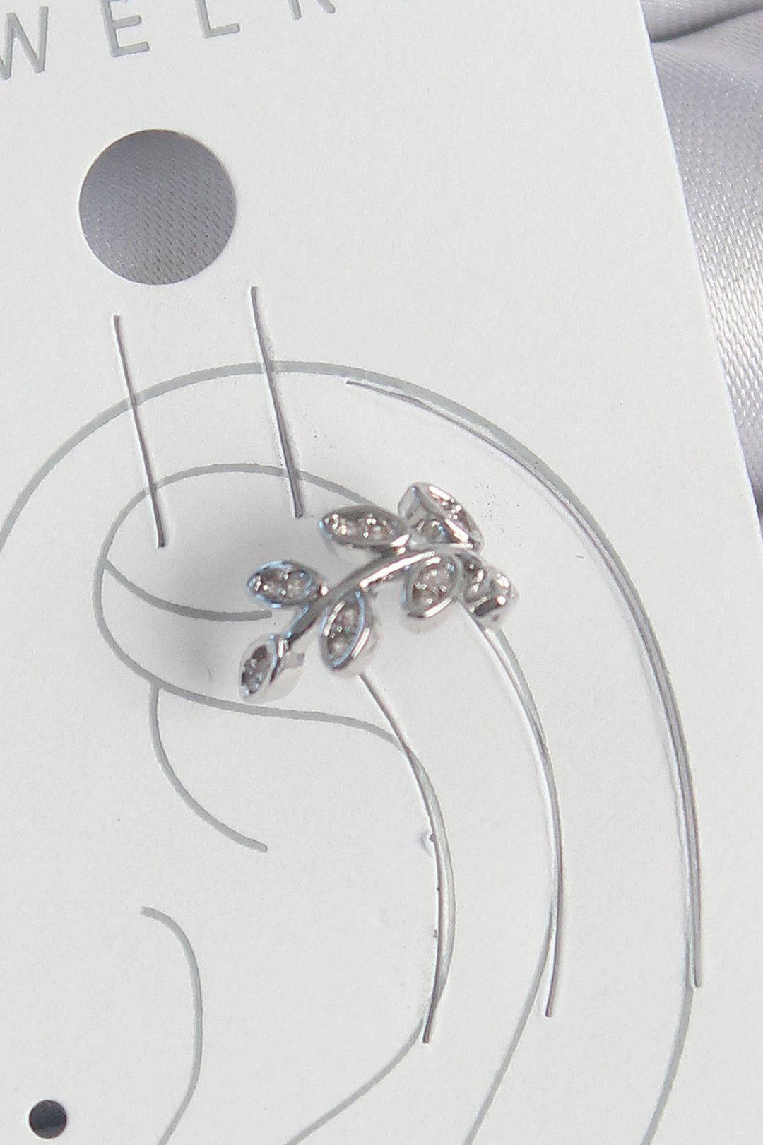 EBJ Rice Silver Color Zircon Stone Leaf Model Cartilage Women's Earring - Walnut Creek
