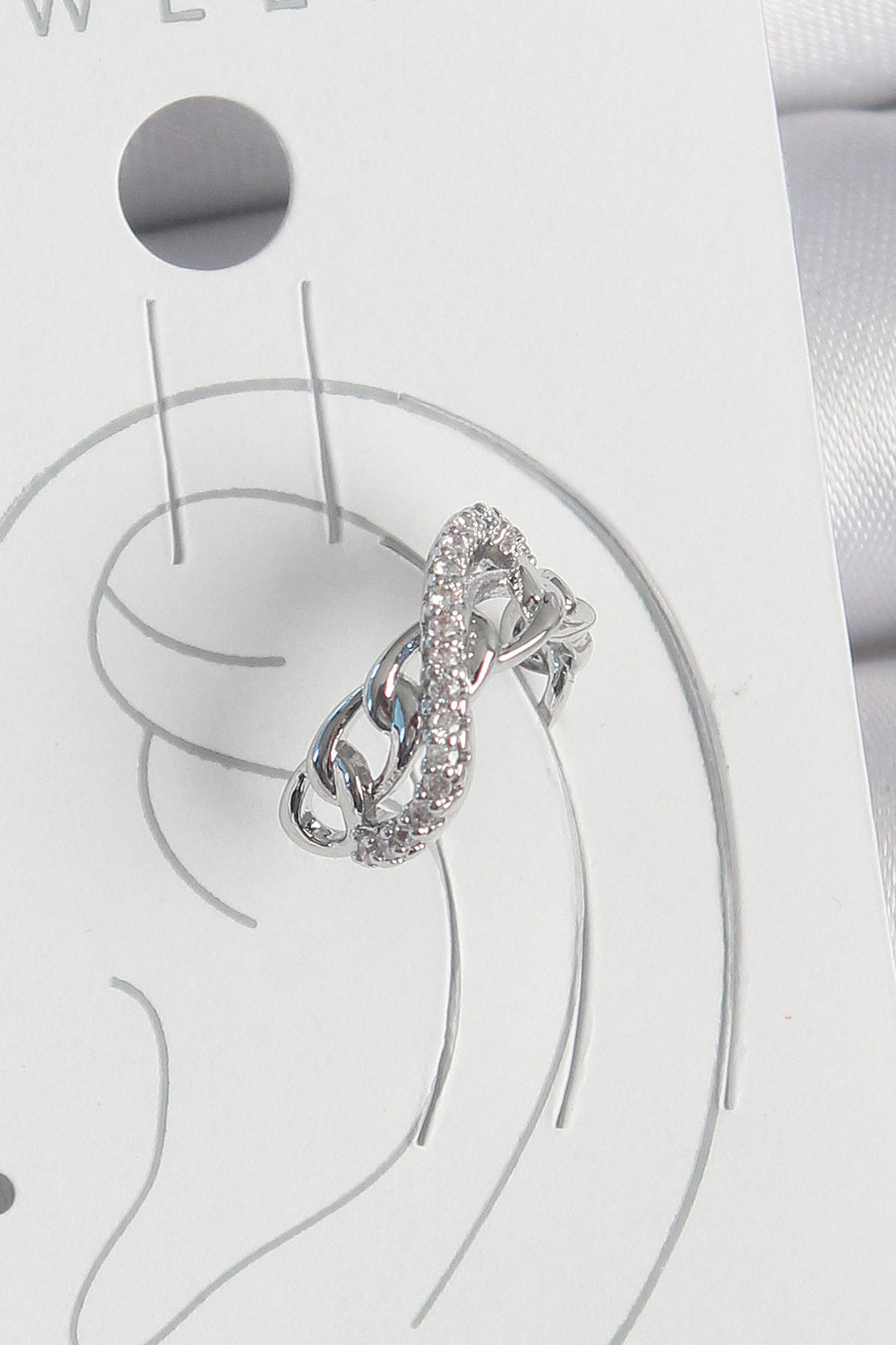 EBJ Rice Silver Color Zircon Stone Chain Infinity Model Women Cartilage Earring - Parma