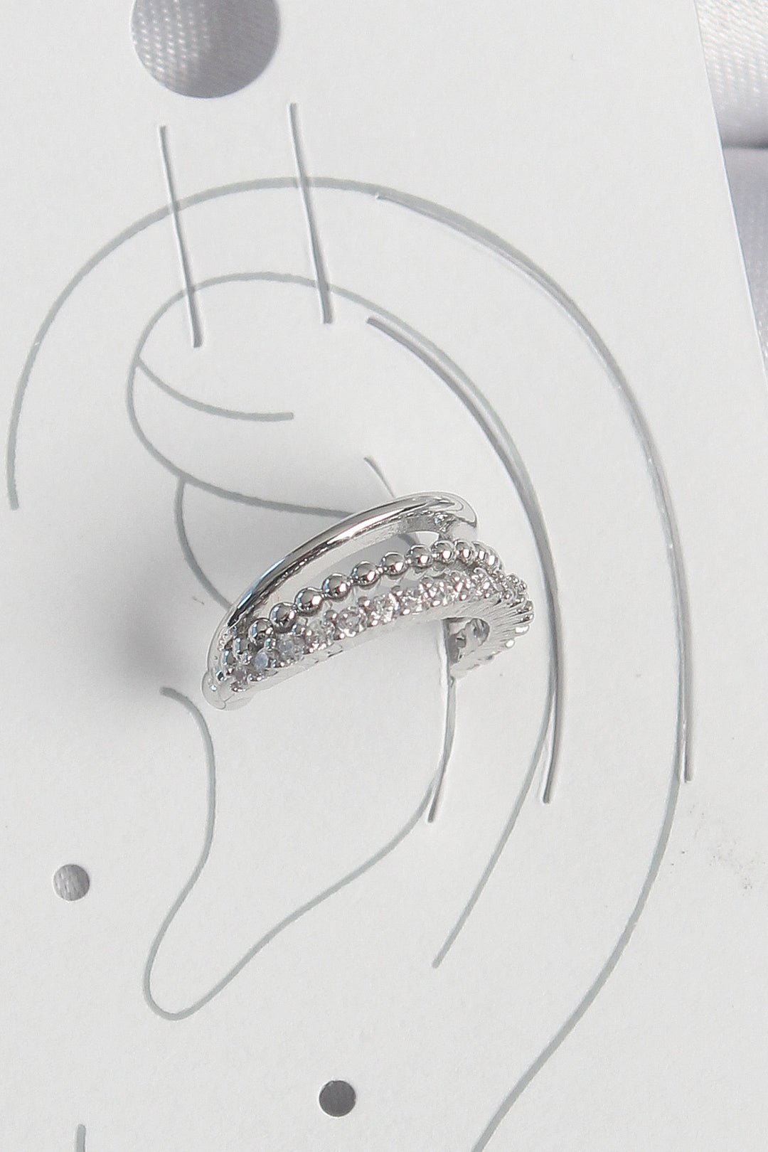 EBJ Rice Silver Color Zircon Stone 3-Row Women's Cartilage Earring - Marina di Carrara