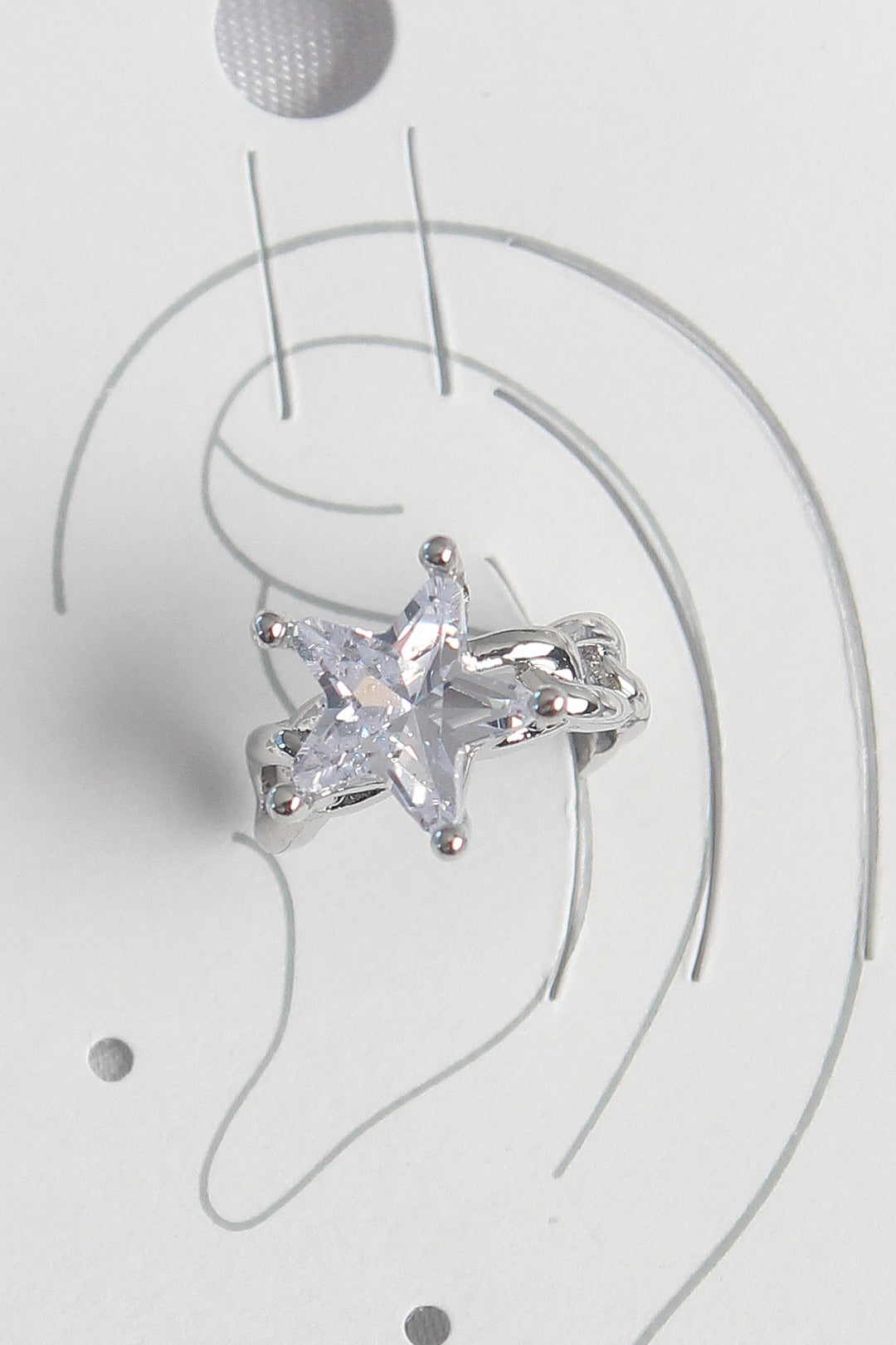 EBJ Rice Silver Color Star Model Women's Cartilage Earring with Zircon Stone - Farmington