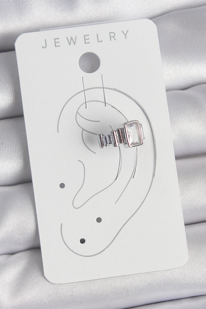 EBJ Rice Silver Color Square Zircon Stone Women's Cartilage Model Earring - Snizhne