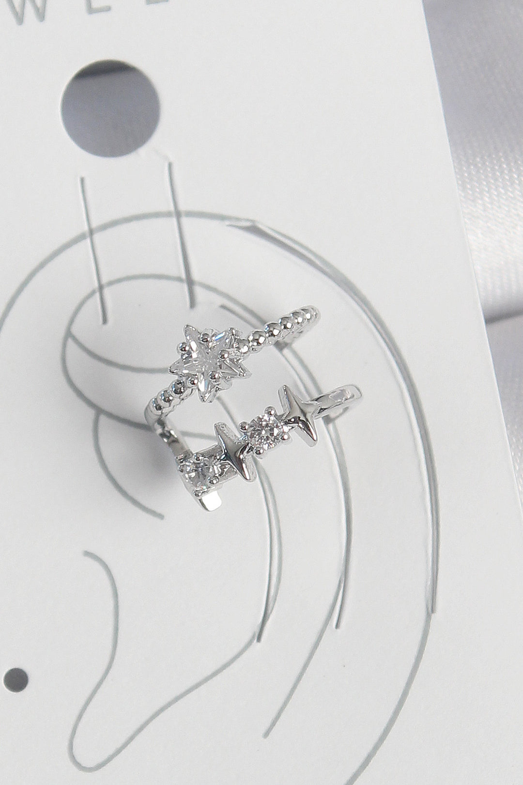 EBJ Rice Silver Color Star Model Women's Cartilage Earring with Zircon Stone - Caserta