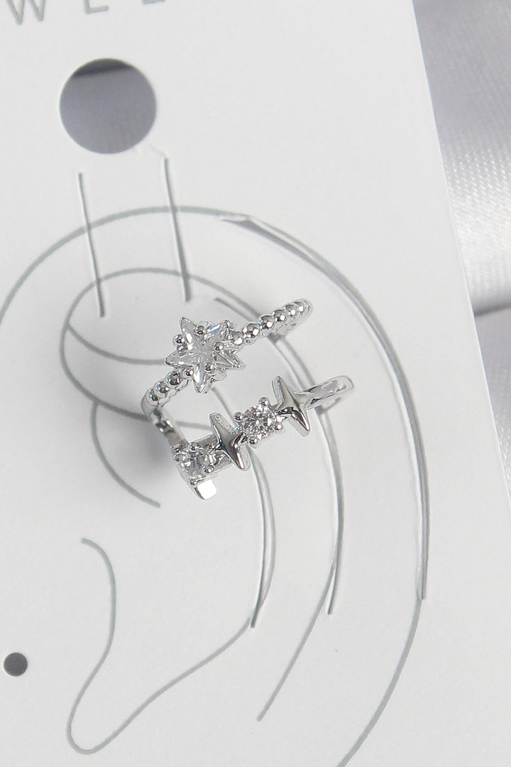 EBJ Rice Silver Color Star Model Women's Cartilage Earring with Zircon Stone - Caserta