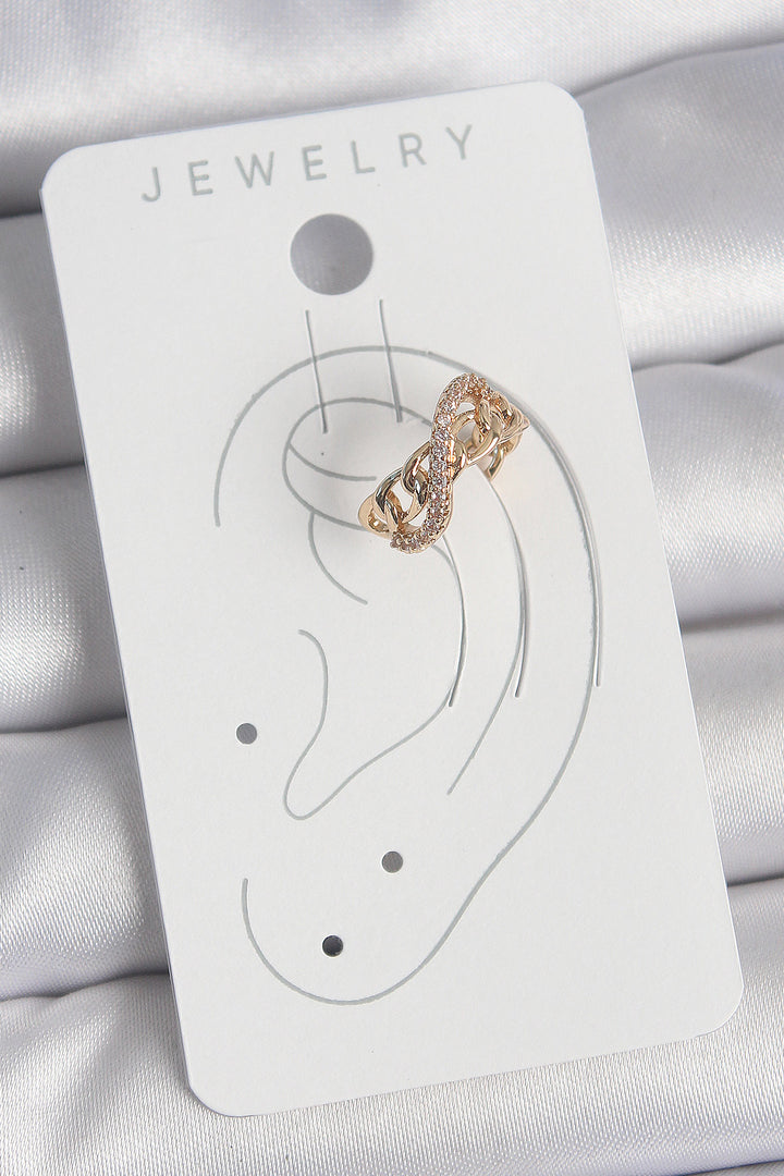 EBJ Rice Gold Color Zircon Stone Infinity Chain Model Women Cartilage Earring - Vila do Conde