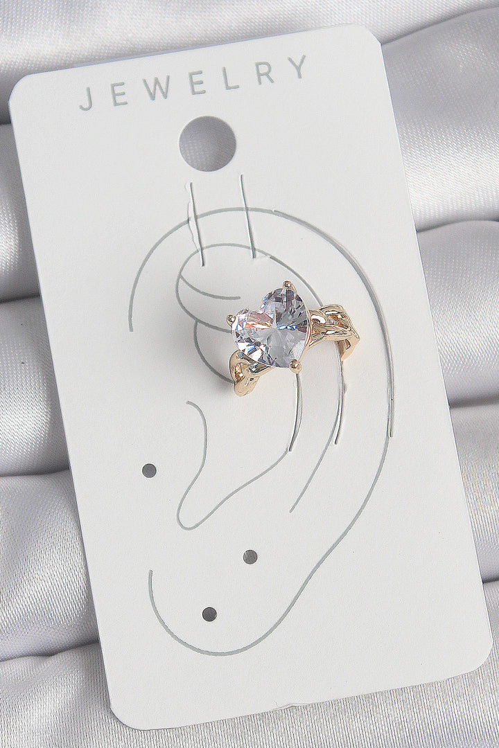 EBJ Rice Gold Color Zircon Stone Heart Model Women's Cartilage Earring - Tepic