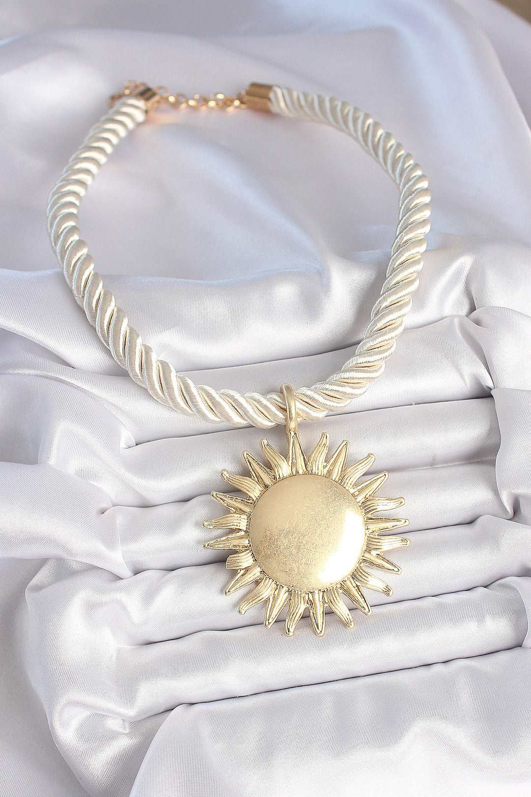 EBJ Broken White Rope Model Gold Color Sun Figured Brass Necklace - New Bedford