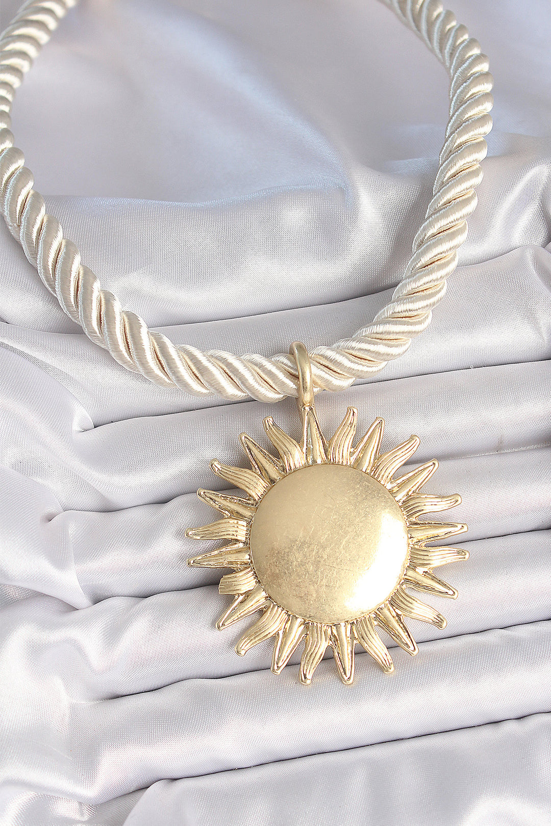 EBJ Broken White Rope Model Gold Color Sun Figured Brass Necklace - New Bedford
