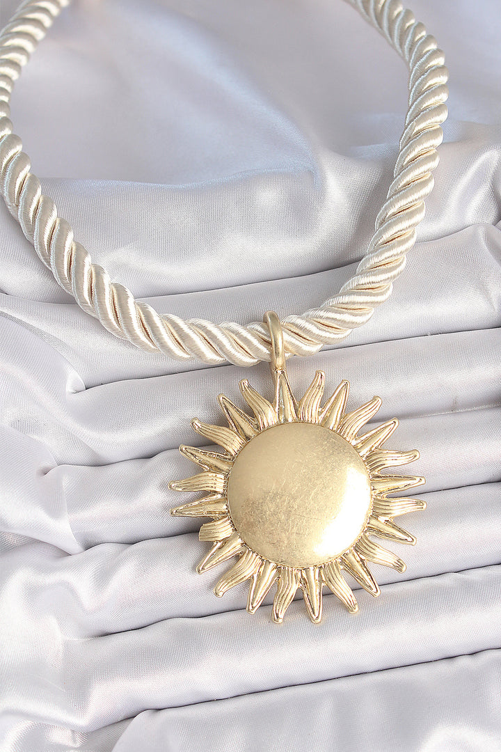 EBJ Broken White Rope Model Gold Color Sun Figured Brass Necklace - New Bedford