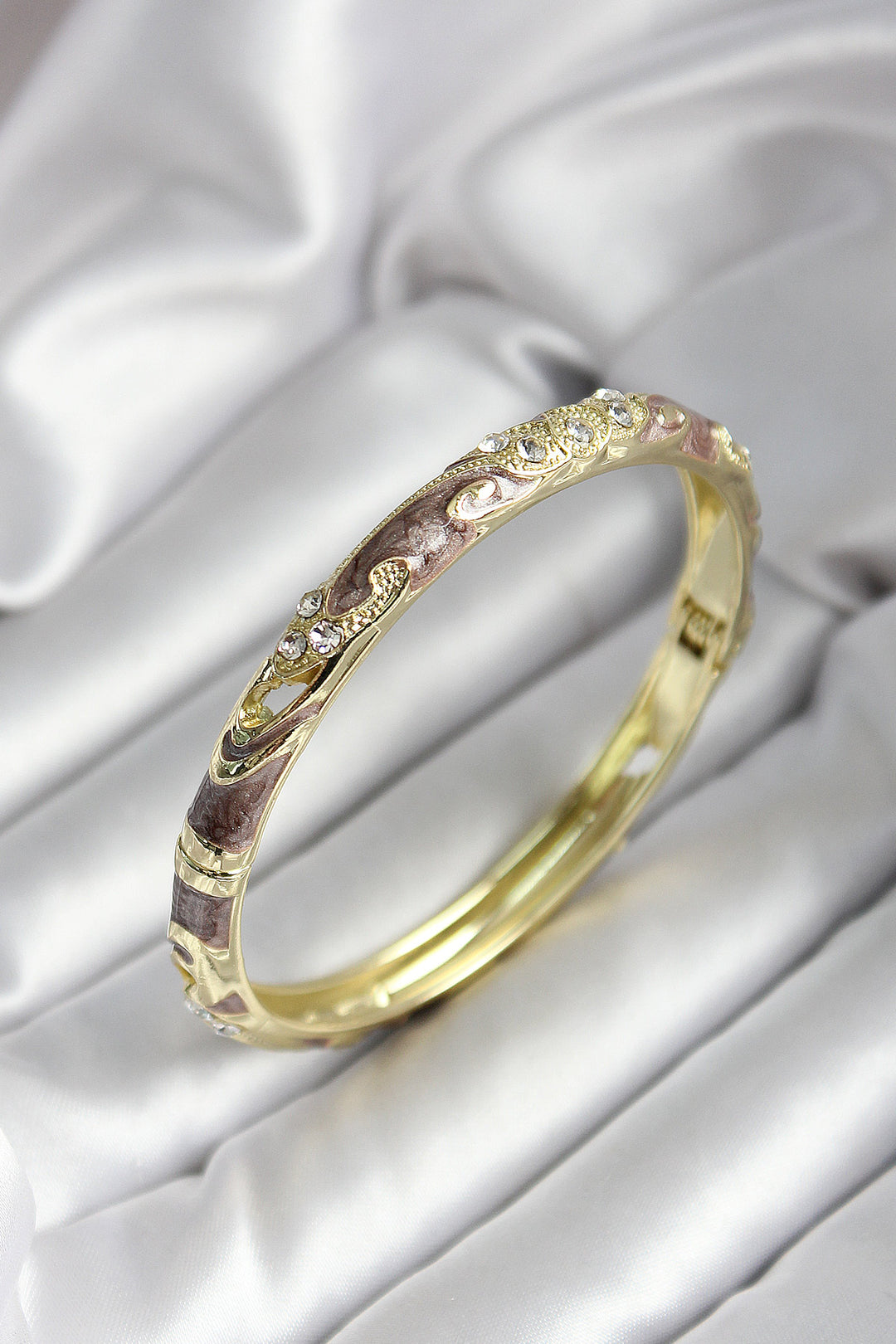 EBJ Mineli Rice Brown Flower Patterned Zircon Stone Gold Color Women's Bracelet - Francavilla Fontana