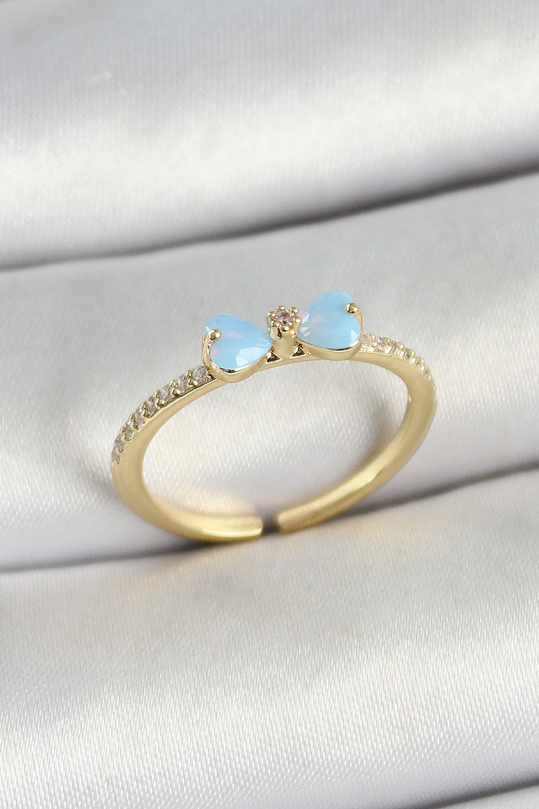 EBJ Rice Bow with Zircon Stone Gold Color Adjustable Women's Ring - Alcira