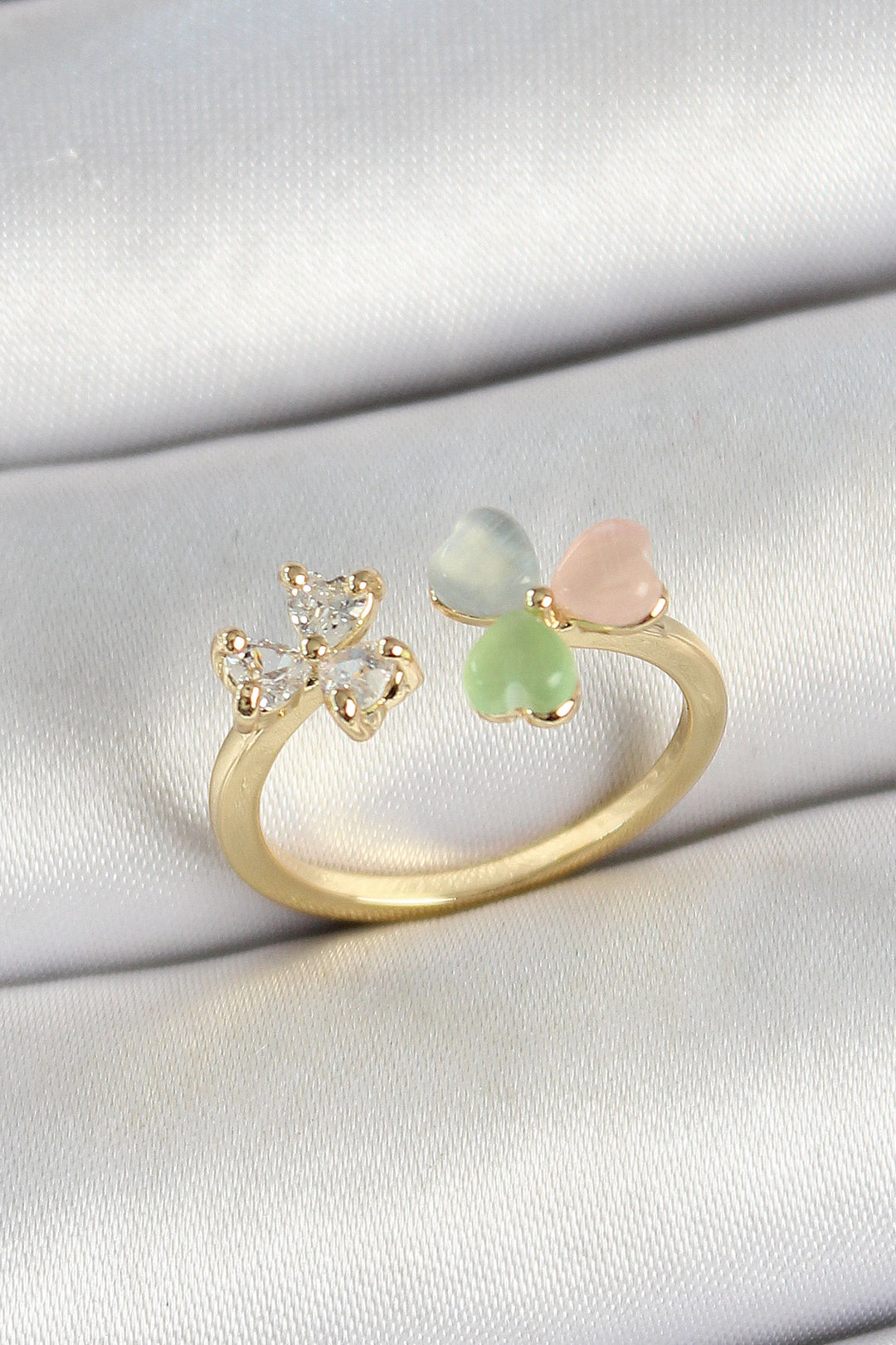 EBJ Rice Heart Shaped Zircon Stone Gold Color Adjustable Women's Ring - Hattiesburg