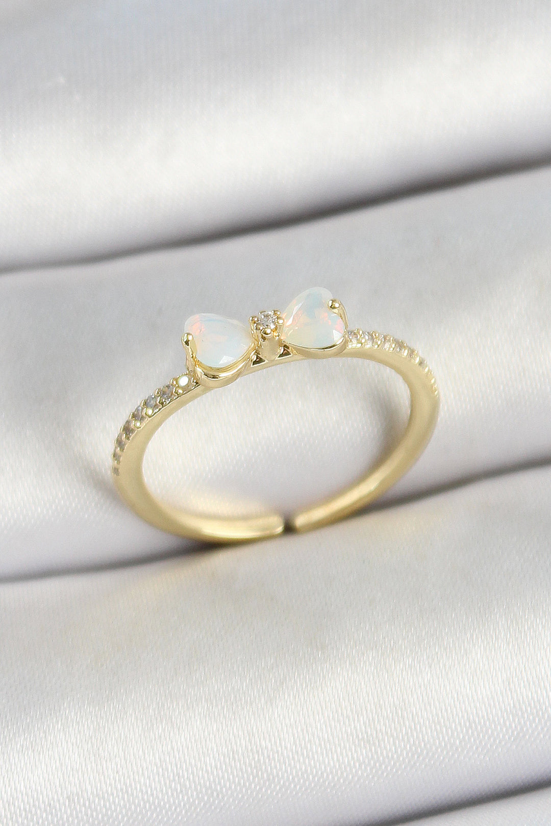 EBJ Rice Bow with Zircon Stone Gold Color Adjustable Women's Ring - Olhão