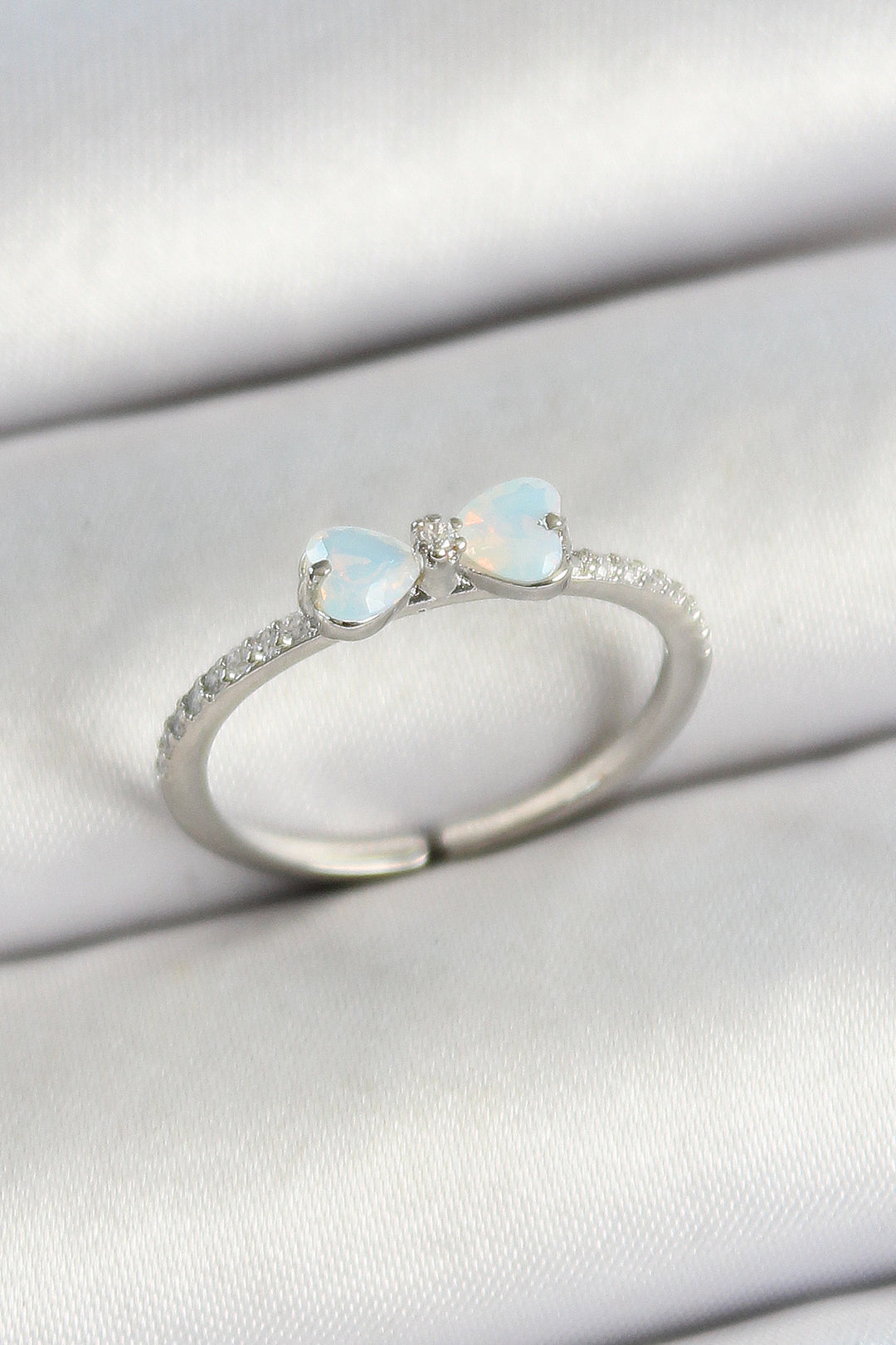 EBJ Rice Bow Figured Zircon Stone Silver Color Adjustable Women's Ring - Bognor Regis