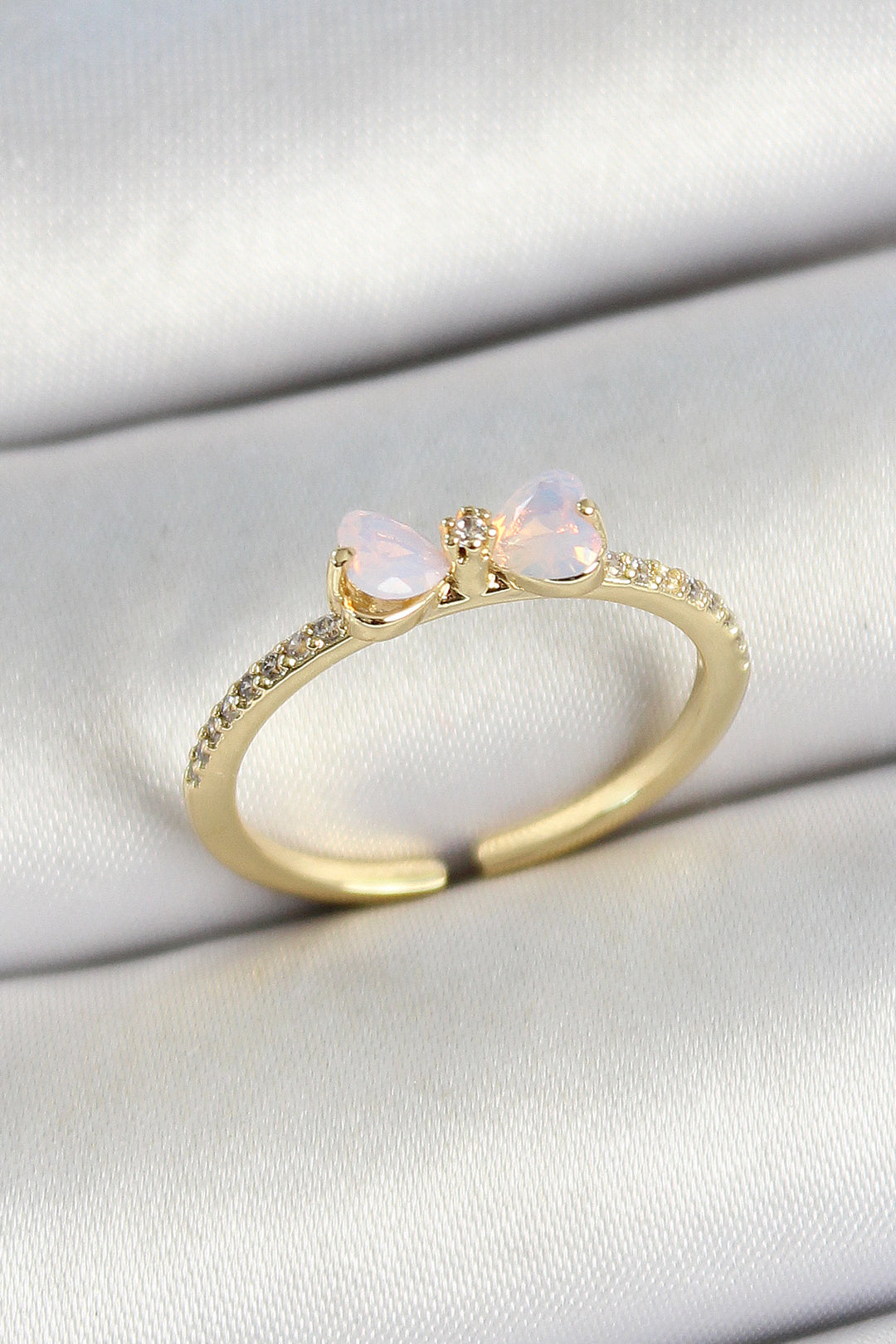 EBJ Rice Bow Tie Figured Zircon Stone Gold Color Adjustable Women's Ring - Frankston