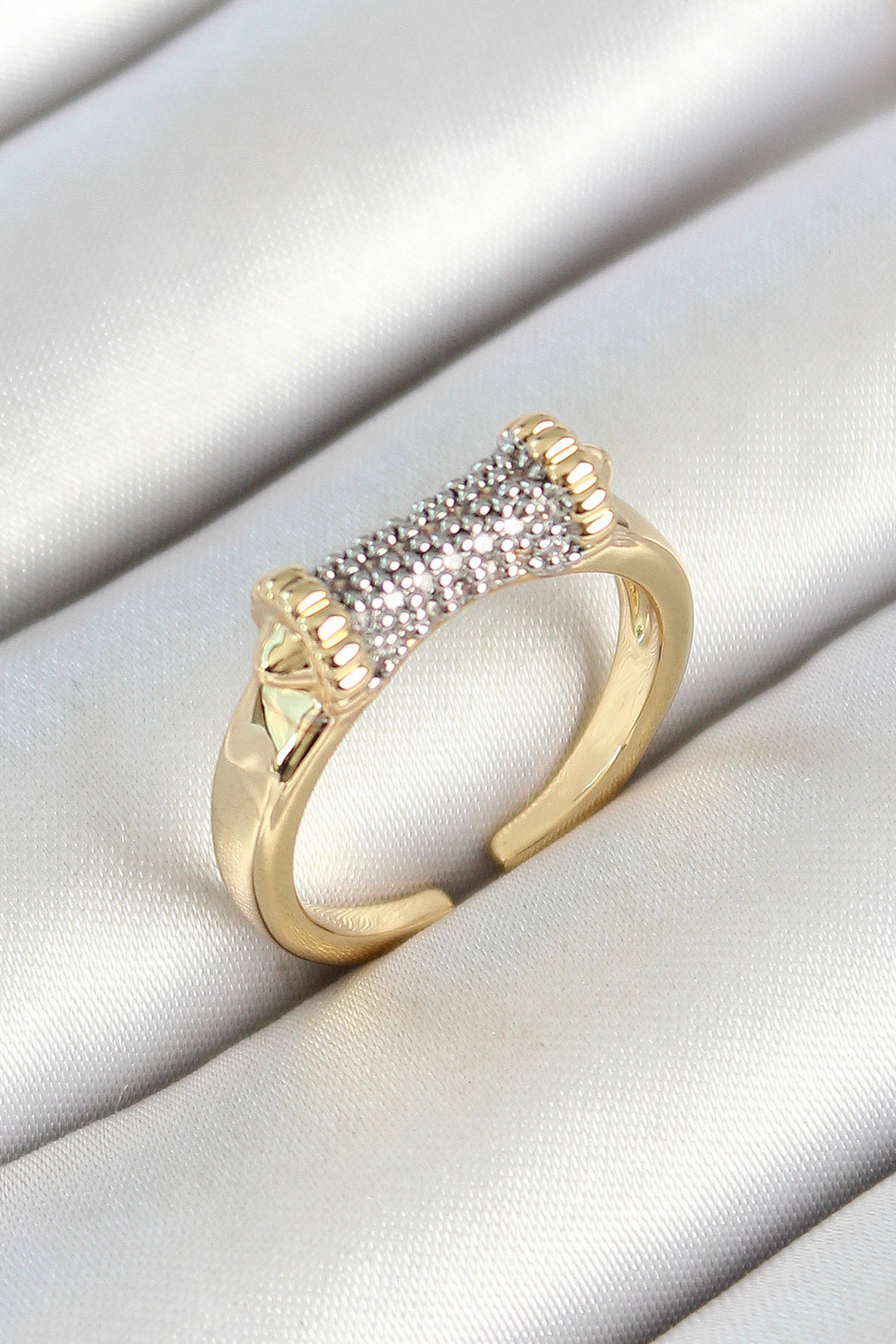 EBJ Rice Roll Figured Zircon Stone Gold Color Adjustable Women's Ring - Sievierodonetsk