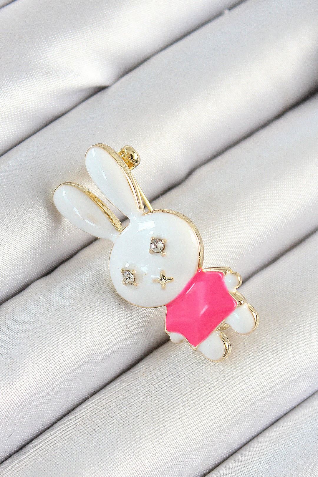 EBJ Zircon Stone Detailed White and Pink 3D Rabbit Figured Women's Brooch - Löhne