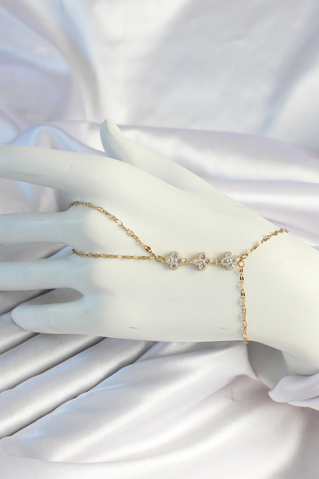 EBJ 316L Steel Chain Gold Color Clover Zircon Stone Şahmeran - Cleveland