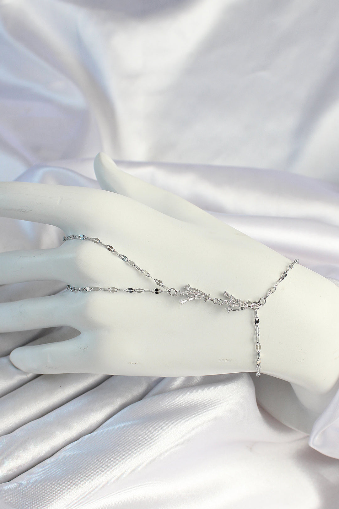 EBJ 316L Stainless Steel Chain Silver Baguette Zircon Stone Şahmeran - Medicine Hat